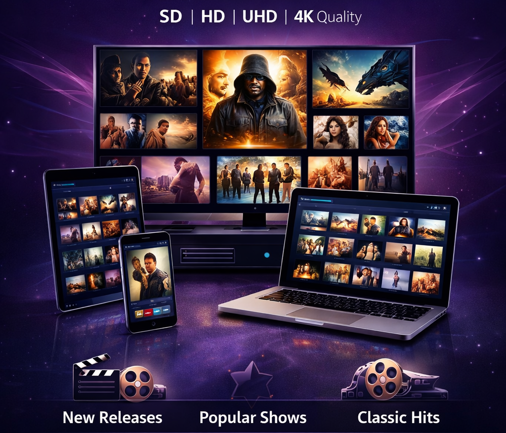 Watch Trendyscreen IPTV on multiple devices like TV, tablet, phone, Firestick, and PC – stream content anytime, anywhere